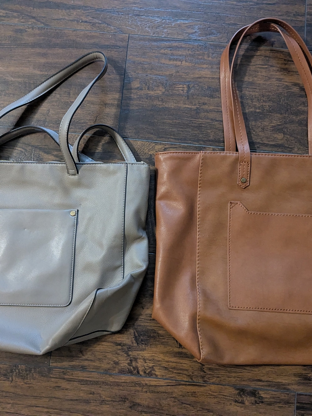Universal Thread Two-Tone Tote in Brown and Light Gray